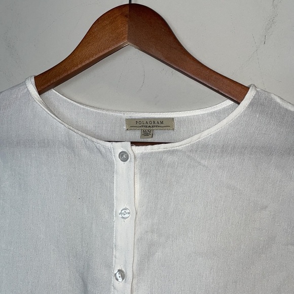 Polagram boho embroidered button down bell sleeve blouse women size medium - Picture 2 of 7